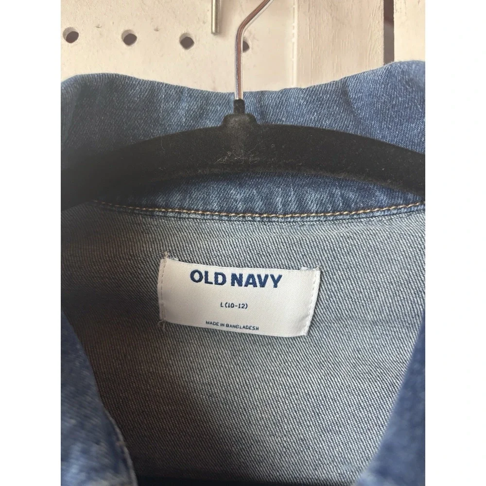 Old Navy‎ Girls 10-12 Denim Jean Jacket Button Front Cotton Stretch Blue